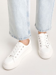 Simply Be White Wide Fit Lace Up Zip Detail Chunky Trainers - Image 3 of 4