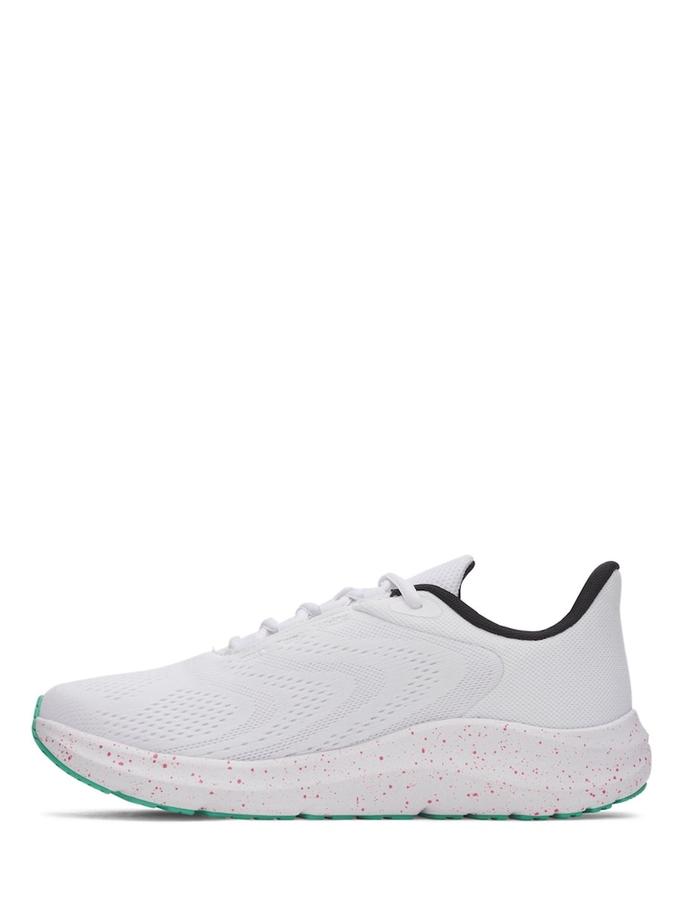 Under Armour White/Green Charged Pursuit Trainers - Image 2 of 5
