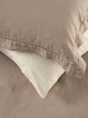 Truly Mushroom Ladder Detail Linen Oxford Pillowcases - Image 2 of 4