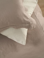 Truly Mushroom Ladder Detail Linen Oxford Pillowcases - Image 3 of 4