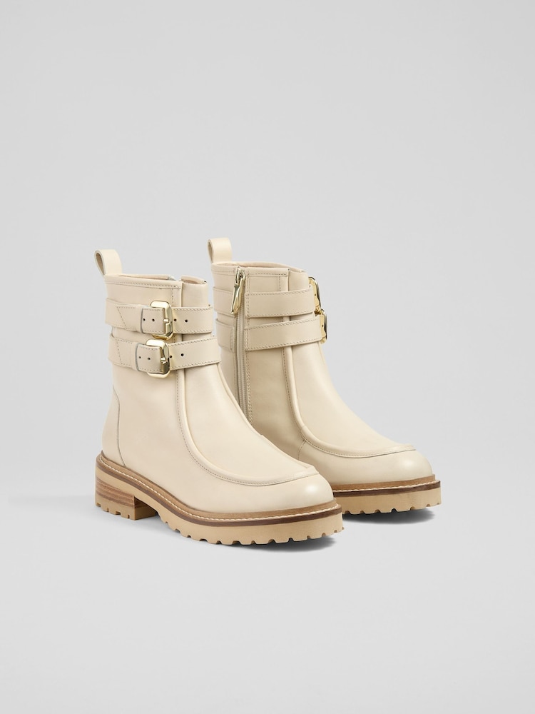 LK Bennett Natural Bennie Plain Leather Ankle Boots - Image 2 of 4