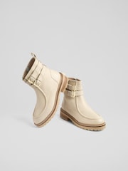 LK Bennett Natural Bennie Plain Leather Ankle Boots - Image 3 of 4