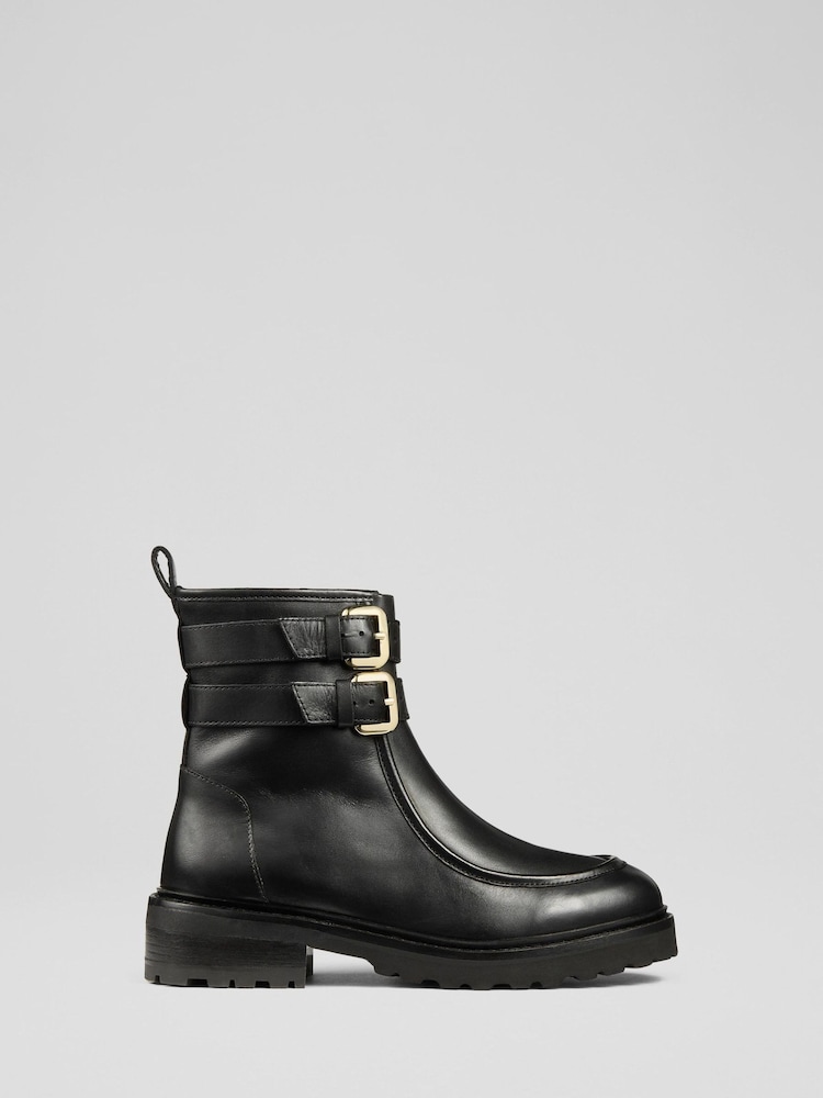 LK Bennett Black Bennie Plain Leather Ankle Boots - Image 1 of 4