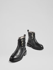 LK Bennett Black Bennie Plain Leather Ankle Boots - Image 3 of 4