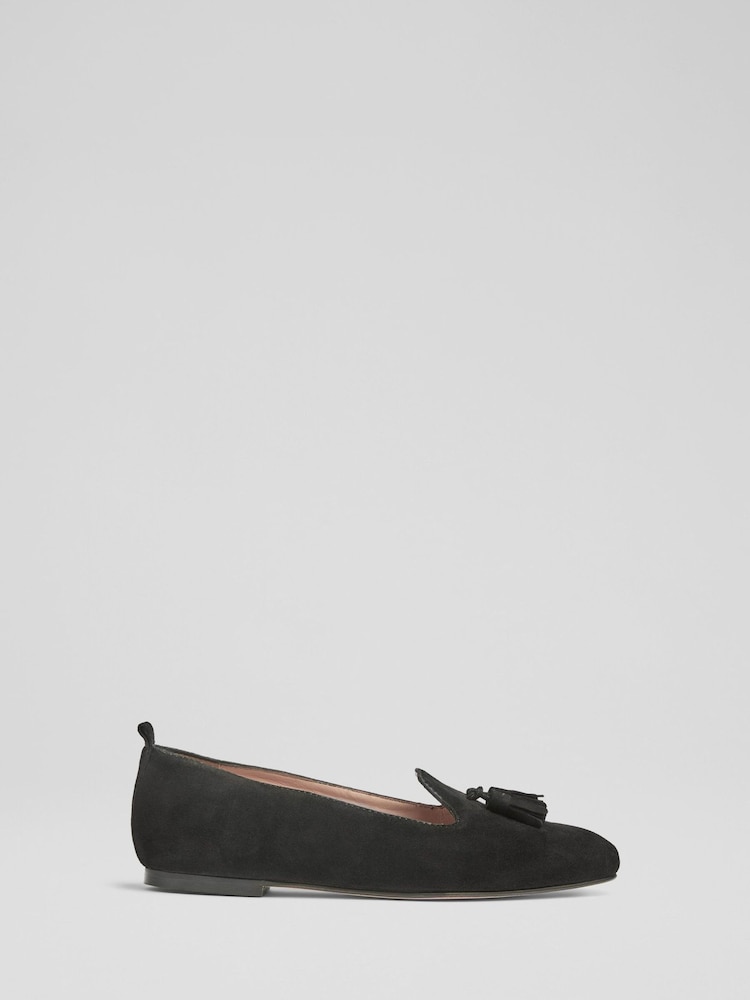 LK Bennett Black Jessie Tassel Lounge Flats - Image 1 of 4 LK Bennett Black Jessie Tassel Lounge Flats - Image 1 of 4