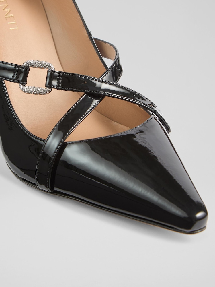 LK Bennett Black Crystal Oloid Crossover Strap Courts - Image 4 of 4