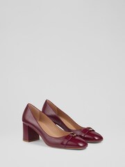 LK Bennett Red Oloid Plain Block Heel Courts - Image 2 of 4