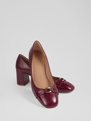 LK Bennett Red Oloid Plain Block Heel Courts - Image 3 of 4