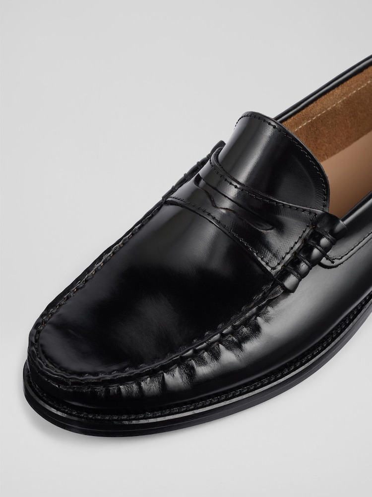 LK Bennett Black Penny Slot Plain Leather Tuxe Loafers - Image 4 of 4 LK Bennett Black Penny Slot Plain Leather Tuxe Loafers - Image 4 of 4