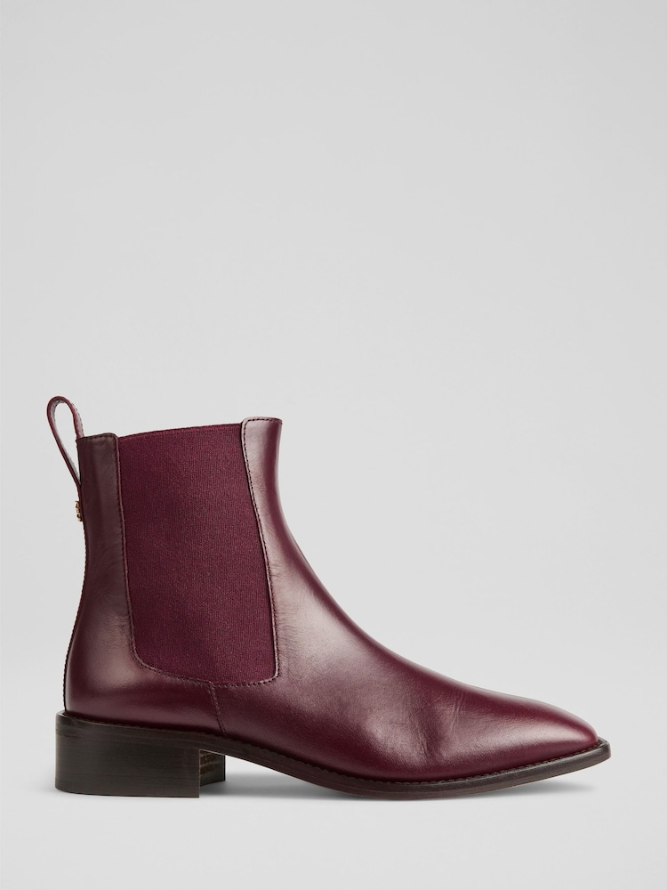 LK Bennett Red Logo Plain Leather Ankle Boots - Image 1 of 4 LK Bennett Red Logo Plain Leather Ankle Boots - Image 1 of 4