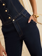 Love & Roses Dark Rinse Wash Petite Scallop Pocket Bootcut Jeans - Image 3 of 4