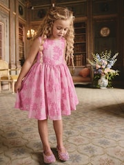 Roz - Floral Texture Rochie (3-16ani) - Imaginea 1 din 7