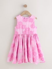 Roz - Floral Texture Rochie (3-16ani) - Imaginea 4 din 7