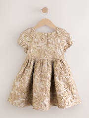Gold Jacquard Occasion Dress (3-16yrs) - Image 6 of 9