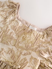 Gold Jacquard Occasion Dress (3-16yrs) - Image 7 of 9