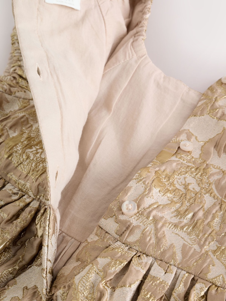 Gold Jacquard Occasion Dress (3-16yrs) - Image 9 of 9