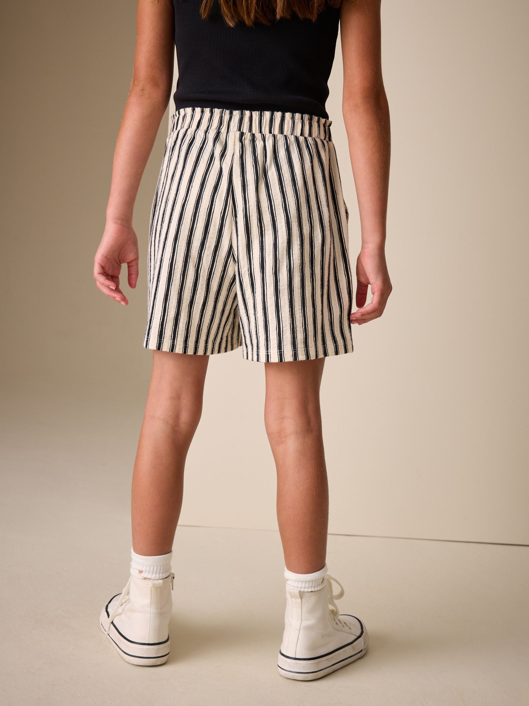 Buy Black/White Stripe Textured Shorts (3-16yrs) from Next USA