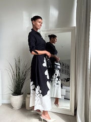 Style Cheat Black Daphne Belted Shirt Dress - Image 2 of 4