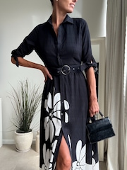 Style Cheat Black Daphne Belted Shirt Dress - Image 4 of 4