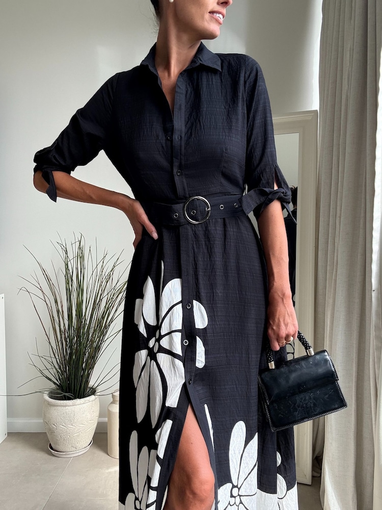 Style Cheat Black Daphne Belted Shirt Dress - Image 4 of 4