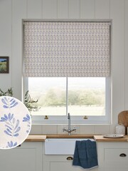 Blue Ready Made Blackout Bathroom/Kitchen Leaf Print Roller Blinds - Image 1 of 6