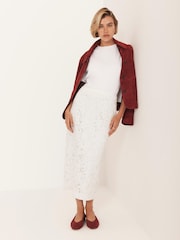 Mint Velvet White Lace Pencil Skirt - Image 2 of 7