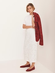 Mint Velvet White Lace Pencil Skirt - Image 4 of 7