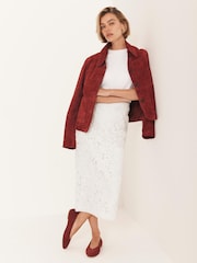 Mint Velvet White Lace Pencil Skirt - Image 5 of 7