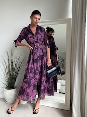 Style Cheat Red Daphne Belted Shirt Dress - Image 1 of 4