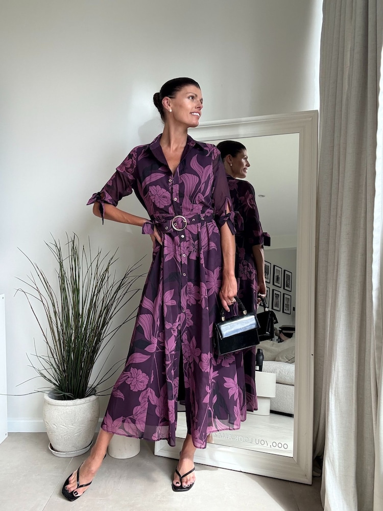 Buy Style Cheat Purple Berry Floral Daphne Belted Shirt Dress from Next USA Buy Style Cheat Purple Berry Floral Daphne Belted Shirt Dress from Next USA