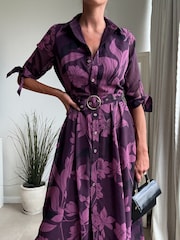 Style Cheat Red Daphne Belted Shirt Dress - Image 4 of 4