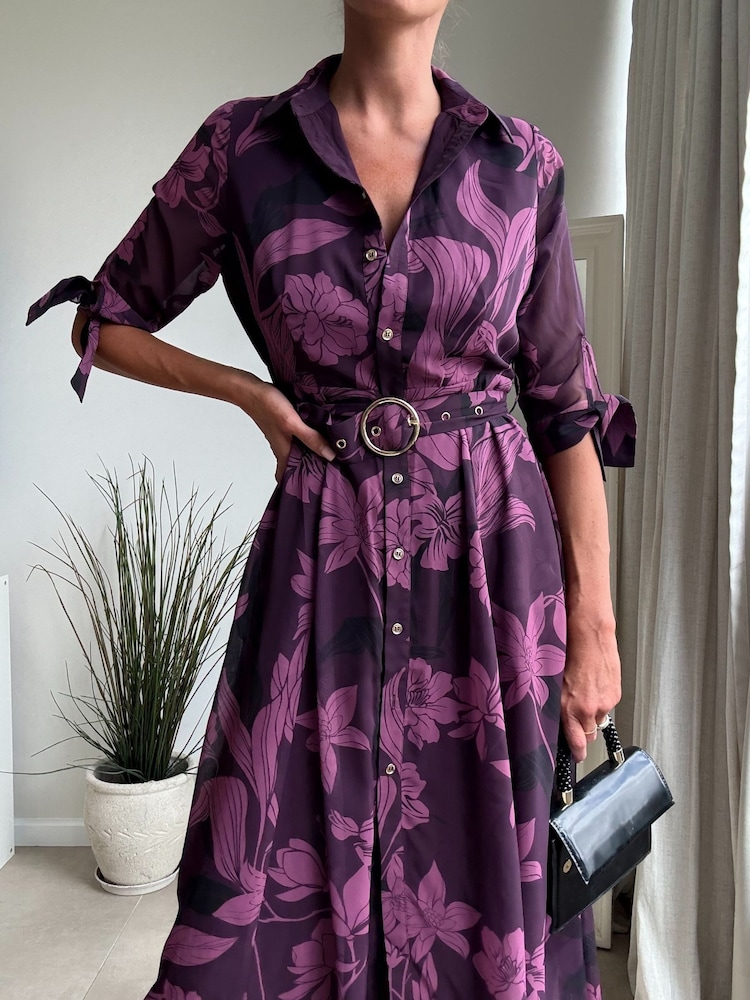 Style Cheat Red Daphne Belted Shirt Dress - Image 4 of 4