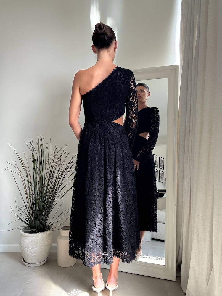 Style Cheat Black Jasmine Cut Out One Shoulder Dress - Image 2 of 4 Style Cheat Black Jasmine Cut Out One Shoulder Dress - Image 2 of 4