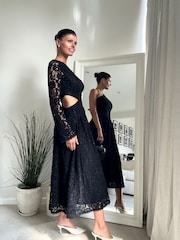 Style Cheat Black Jasmine Cut Out One Shoulder Dress - Image 4 of 4