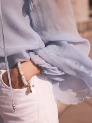 Mint Velvet Blue Ruffle Detail Blouse - Image 4 of 8