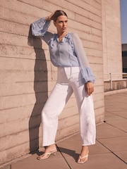 Mint Velvet Blue Ruffle Detail Blouse - Image 5 of 8