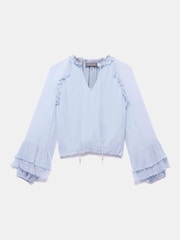 Mint Velvet Blue Ruffle Detail Blouse - Image 7 of 8