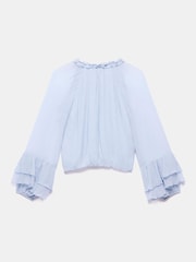Mint Velvet Blue Ruffle Detail Blouse - Image 8 of 8