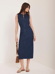 Mint Velvet Blue Denim Midi Dress - Image 2 of 8