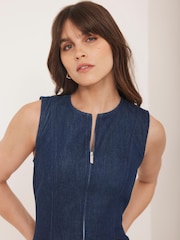 Mint Velvet Blue Denim Midi Dress - Image 3 of 8