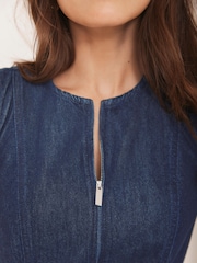 Mint Velvet Blue Denim Midi Dress - Image 6 of 8