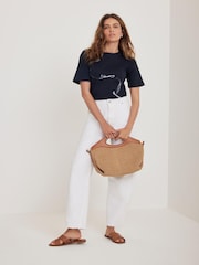 Mint Velvet Blue Ribbon Print T-Shirt - Image 2 of 7