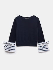 Mint Velvet Blue Cotton Blend Striped Cuff Jumper - Image 7 of 8
