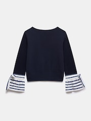 Mint Velvet Blue Cotton Blend Striped Cuff Jumper - Image 8 of 8