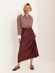 Mint Velvet Red Satin Slip Midi Skirt - Image 1 of 8