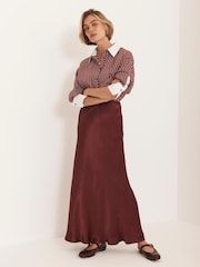 Mint Velvet Red Satin Slip Midi Skirt - Image 3 of 8