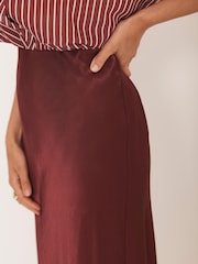 Mint Velvet Red Satin Slip Midi Skirt - Image 4 of 8