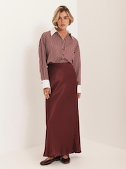 Mint Velvet Red Satin Slip Midi Skirt - Image 5 of 8