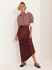 Mint Velvet Red Satin Slip Midi Skirt - Image 6 of 8