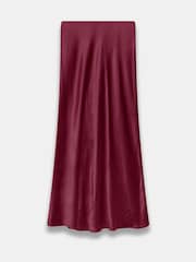 Mint Velvet Red Satin Slip Midi Skirt - Image 7 of 8